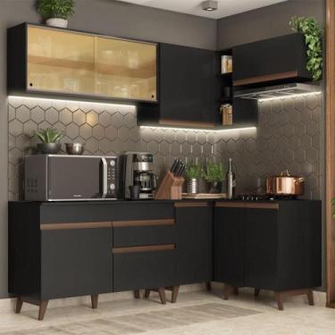 Imagem de Cozinha Completa de Canto Reims com Armário e Balcão Preto - MADESA