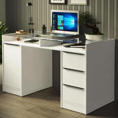 Imagem de Escrivaninha 1 Porta e 3 Gavetas Chicago Branco - MADESA