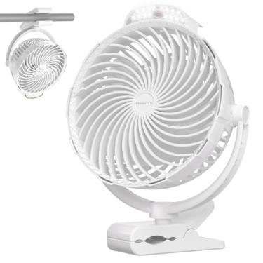 Imagem de Tenvolti Ventilador com clipe de 10000 mAh, ventilador de carrinho de golfe de 20 cm recarregável com luz LED, fluxo de ar forte de 9 velocidades, ultra silencioso, tempo de execução de 30 horas