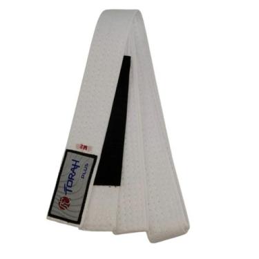 Imagem de Faixa De Kimono infantil BRANCA COM PONTA PRETA Torah, Branco, M3 C/PO