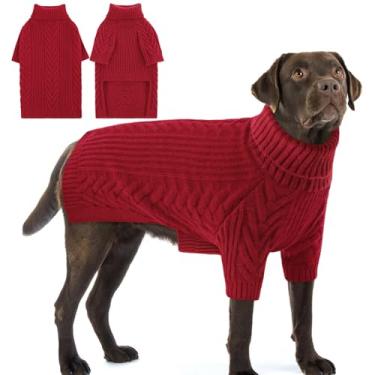 Imagem de Preferhouse Suéteres para cães grandes, meninas, meninos, gola rolê, manga comprida, malha para animais de estimação, pulôver outono inverno quente sólido pull-on pet moletom Rottweiler (vermelho, 2GG