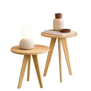 Imagem de Kit 3 Mesas Laterais, de Centro, Mesa de Cabeceira, Mesa Pé Palito - Madeira Maciça- Moderna(MADEIRA CLA 2 MESAS)