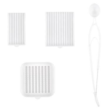 Imagem de FREEBLOSS Conjunto de bandeja de colheita de contas fusíveis 4 em 1, kit de ferramentas com pinça e colher de agulha única, adequado para contas de tamanho mini de 2,6 mm, branco