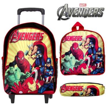 Imagem de Mochila Masculina Escolar Juvenil Vingadores Marvel Rodinha - TOYS 2U