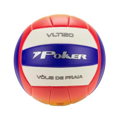 Imagem de Bola Poker Vôlei Praia 5860 Training PU Azul Laranja, Azul, Laranja, Ú