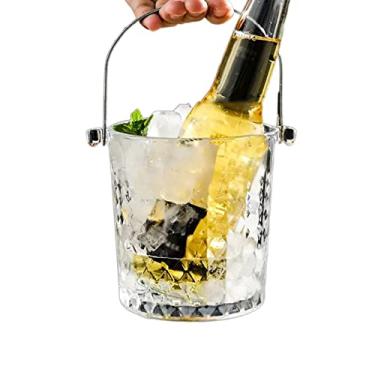 Imagem de balde de gelo para festas Balde de gelo de vidro de qualidade 900 ml Balde de champanhe transparente para festa em casa com alças recipiente de gelo balde de vinho (cor: 1)
