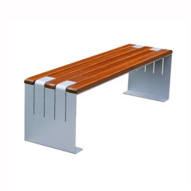 Imagem de ZzleoyuUUs-12 Banco de jardim ao ar livre marrom escuro sem costas para duas pessoas, banco de pátio, parque de lazer