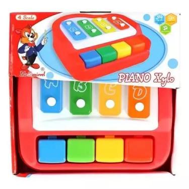 Imagem de Piano Xilofone Infantil Musical Educativo, 4 Teclas Coloridas, Brinquedo para Desenvolvimento