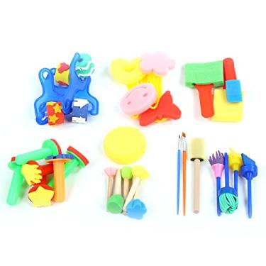Imagem de Zerodis Conjunto de Carimbos de Esponja Infantil, 30pcs Crianças Pintando Pincéis de Espuma de Desenho de Esponja de Esponja Pintando Pincel de Esponja Artesanato Ferramentas de Desenho