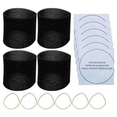 Imagem de SYOWADA 6 peças 90107 filtro seco, 6 peças de faixas de retenção, 4 peças 90585 Shop substituição de filtro de luva de espuma de vácuo para a maioria dos aspiradores de pó molhado/seco 5 galões e