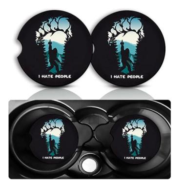 Imagem de Conjunto de 2 porta-copos de carro Bigfoot, acessórios divertidos para carro de pé grande, tamanho universal, tapete de borracha antiderrapante, porta-copos embutidos, decoração de sasquatch