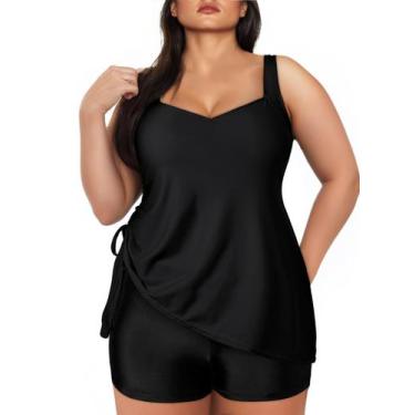 Imagem de Maiô Tankini feminino Aleumdr Plus Size Tummy Control 4GG