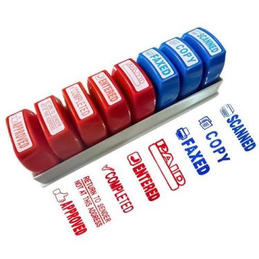 Imagem de Conjunto de carimbos de escritório de borracha Zeokiar 8PCS com tinta 