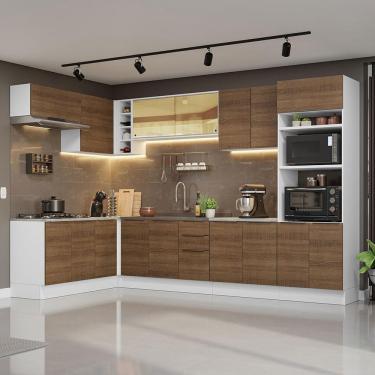 Imagem de Armário De Cozinha Completa De Canto 499cm Branco/rustic Stella Madesa 03 Branco/rustic