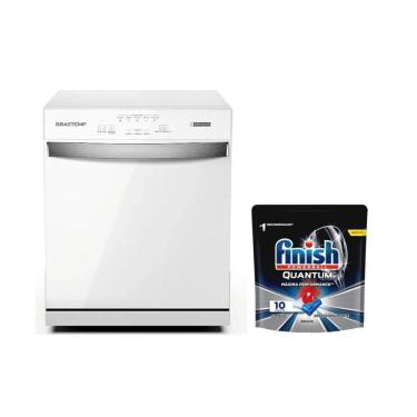 Imagem de Kit Lava-Louças Brastemp 8 Serviços Branca BLF08BB e 2 Finish - 127V