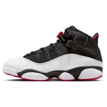 Imagem de Jordan 6 anéis masculinos preto/vermelho universitário - branco (322992 067), Preto/vermelho universitário, branco, 41
