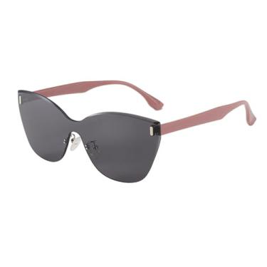 Imagem de Óculos de Sol Sem Armação Estilo Olho de Gato Femininos com Proteção Solar, Rosa, 145mm