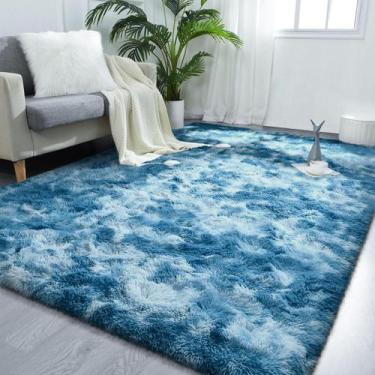 Imagem de Tapete FlyDoIt 152x244 cm Tie-Dyed Blue Plush Shaggy