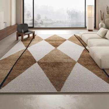 Imagem de Tapete grande com estampa geométrica, bege, marrom, para quarto e sala de estar (120 x 160 cm (46 x 62 pol.)/hxx-250725002804)