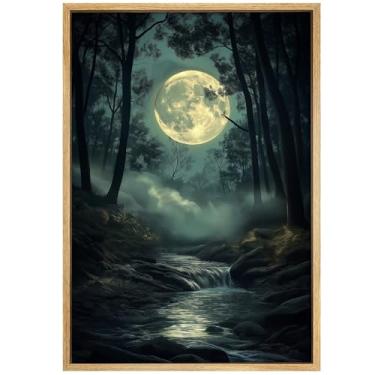 Imagem de Arte de parede de árvore da lua, vintage, imagem de floresta, pôster botânico escuro, arte abstrata, árvores, arte de parede, tela retrô, pintura de floresta escura, pôster de planta acadêmica