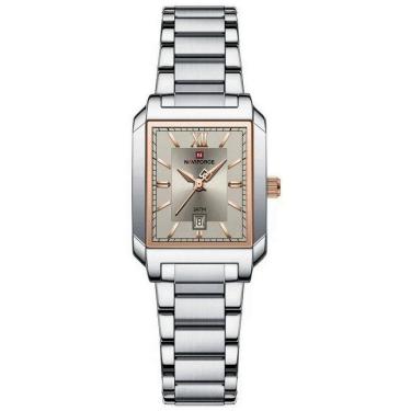 Imagem de Relógio De Pulso Feminino Pulseira Aço Inoxidável Casual 30m à Prova D´agua Cinza Prata