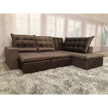 Imagem de Sofá Canto Retrátil Reclinável Marrom 500 Barcelona