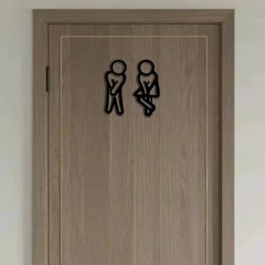 Imagem de Sinais de banheiro engraçados para homens e mulheres criativos 2D decoração de porta de banheiro restaurante hotel café banheiro sinalização adesivo de parede