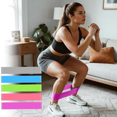 Imagem de Kit 5 Faixas Elásticas de Resistência – Exercícios, Yoga, Pilates e Fisioterapia – Diferentes Níveis de Intensidade, Ideal para Treinos em Casa ou Academia (Colorido)
