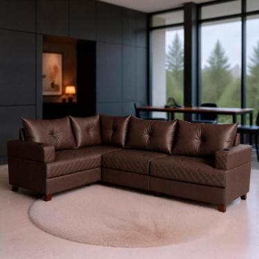 Imagem de Sofá 4 Lugares 1,77x2,57m Canto Essenza Gold Bom Pastor, Café Veludo P