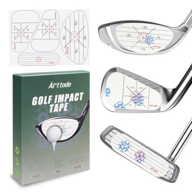 Imagem de Arttodo Fita de impacto de golfe, adesivos de impacto de taco de golfe para ferro, madeira, putter, melhoram a precisão e distância do balanço do golfe, etiquetas de impacto de auxílio de treinamento