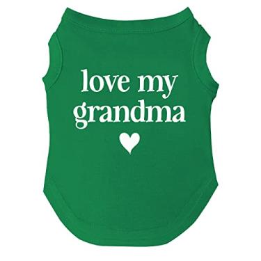 Imagem de Camiseta Love My Grandma Dia dos Namorados para filhotes, brinquedos e raças grandes (verde, grande 399)