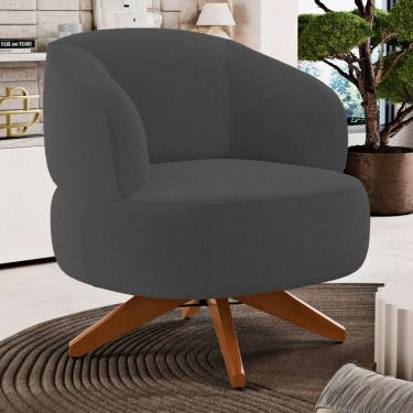 Imagem de Poltrona Decorativa Orgânica Living Have Base Madeira Giratória Bouclê Grafite - Desk Design