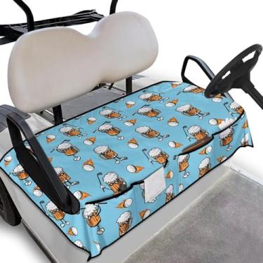 Imagem de Knextrepoy Capas de assento engraçadas para carrinho de golfe de cerveja para carrinho de golfe de 2 lugares, cobertor de toalha de assento de carrinho de golfe para clube, carro, viagem, acessórios