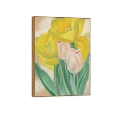 Imagem de BMZFYBS Georgia O'Keeffe famosa arte de parede impressões em tela prontas para pendurar - flores - pintura de moldura de madeira para decoração de sala de estar 50 x 70 cm 20 x 27 pol