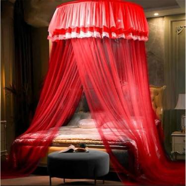 Imagem de Mosquiteiro Indiano Universal Casal Gigante para Cama Box, Queen e Super King - 14m com Abertura Lateral ou Fechado - Proteção Completa Contra Mosquitos(vermelho,GIGANTE KING 14M)