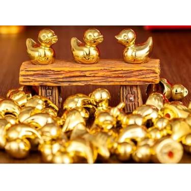 Imagem de Exasinine 100 peças mini estatuetas de pato dourado pequenas estátuas de pato douradas para jardim de fadas, enfeite de bolo, plantas em vasos, pingentes de artesanato faça você mesmo, lembrancinhas