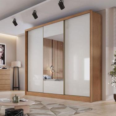 Imagem de Guarda Roupa Casal Ambiente Medelim 3 Portas 6 Gavetas Cumaru 25 Fendi Com Espelho - Horizonte