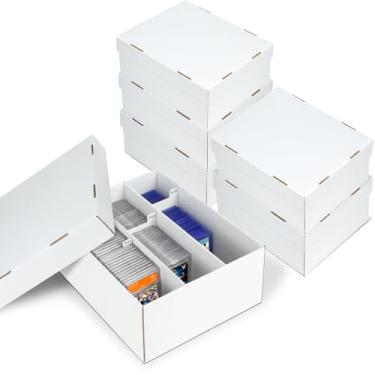 Imagem de MnnktClair Pacote com 6 caixas de armazenamento de cartões colecionáveis graduadas – 3 fileiras, caixas de papelão divididas para armazenamento de cartões esportivos, compatível com PSA/GMA/CSG/SGC