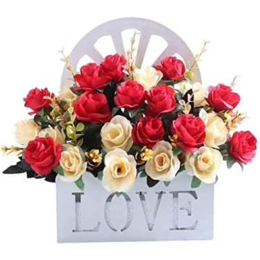 Imagem de Decoração de parede floral artificial para sala de estar ou banheiro com cesta suspensa - Centros de mesa elegantes para mesas ou paredes