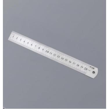 Imagem de Régua de engenheiro maquinista de aço inoxidável cromado acetinado zero brilho de 20 cm com graduações