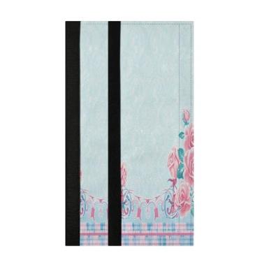 Imagem de Burbuja Conjunto de 2 capas de maçaneta de porta de geladeira floral em azul, lavável, forno, micro-ondas, antiderrapante, 35,5 x 14 cm