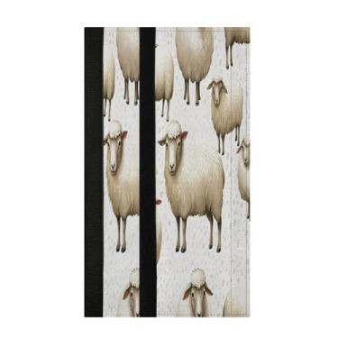 Imagem de Burbuja Conjunto de 2 capas de maçanetas de porta de geladeira de ovelha, laváveis, forno, micro-ondas, antiderrapante, 35,5 x 14 cm