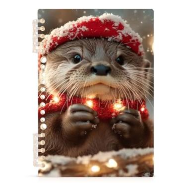 Imagem de Burbuja Caderno de Lontra de Natal, Papel pautado universitário A5 com 60 folhas, fichário para escritório, 1 pacote