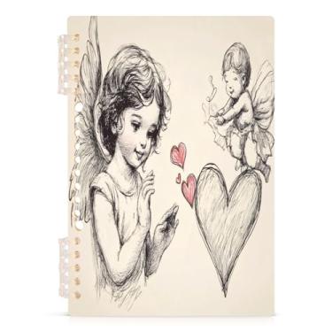 Imagem de Burbuja Caderno Cupido dos Namorados, papel pautado universitário A5 com 60 folhas, fichário para escritório, 1 pacote