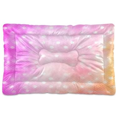 Imagem de CEBUGI Cama para cães de 61 x 45 cm, lavável, respirável, tapete para animais de estimação com fundo antiderrapante, almofada branca de bolinhas para cães pequenos e médios