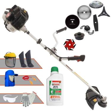 Imagem de Roçadeira Kawashima Kw52le 52c 2,5hp + Faca 2 Pontas + Faca 40 Dentes + Faca 80 Dentes + Trimmer + Escova 38c + Faca 6 Pontas