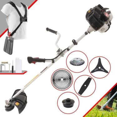 Imagem de Roçadeira Profissional Lateral Kawashima Kw52le À Gasolina 52c 2,5hp 2t + Faca 2 Pontas 330mm + Faca 40 Dentes 255mm +