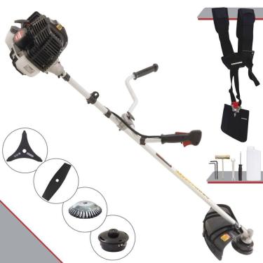 Imagem de Roçadeira Profissional Lateral Kawashima Kw52le À Gasolina 52c 2,5hp 2t + Faca 2 Pontas Duraline 330mm + Escova Rotativ