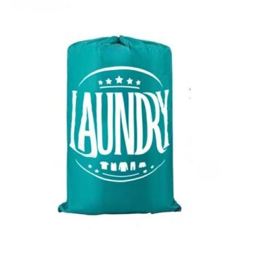 Imagem de Saco de lavanderia de viagem, lavável na máquina, organizador de roupas sujas com cordão, fácil de encaixar em um cesto ou cesto de roupa suja, verde