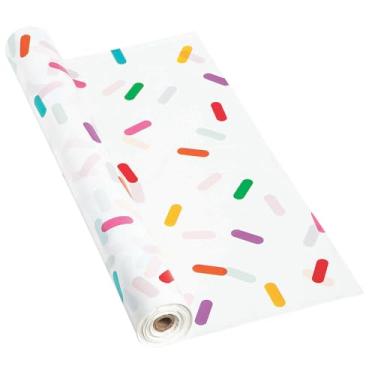 Imagem de Rolo de toalha de mesa de plástico com granulado de aniversário - rolo de 30 m - suprimentos para festa